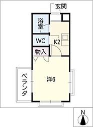 コンフォート香取 5階1Kの間取り