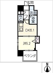 エルミナグラン 13階1DKの間取り