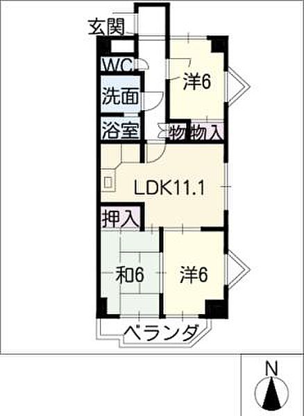 ラ・メゾンクレール ｜愛知県名古屋市千種区星ケ丘2丁目(賃貸マンション3LDK・5階・63.47㎡)の写真 その2