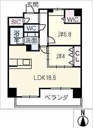 Ｎ−ｐｒｉｎｃｅ長久手 8階2LDKの間取り