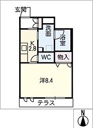 グリーンハイム 1階1Kの間取り