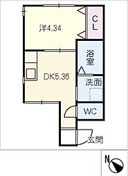 シェラトン桜 3階1DKの間取り