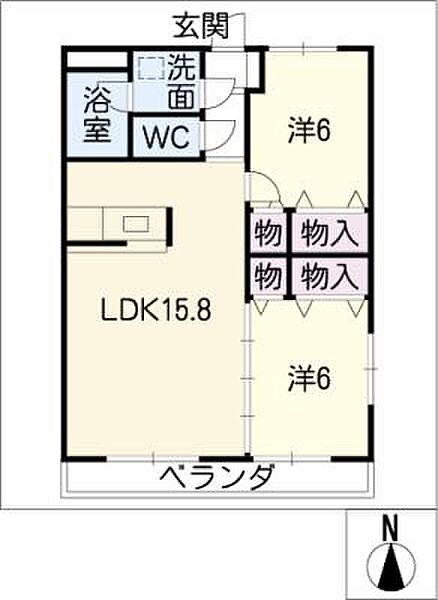 サードヴィラ赤池 ｜愛知県日進市赤池町箕ノ手(賃貸マンション2LDK・2階・59.40㎡)の写真 その2