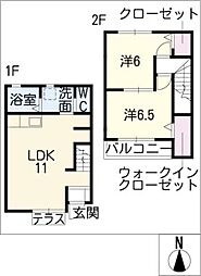 ル・ポミエVII　Ｃ棟 2階2LDKの間取り