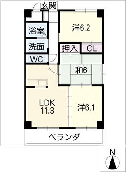 グラード ｜岐阜県岐阜市六条(賃貸マンション3LDK・2階・63.00㎡)の写真 その2