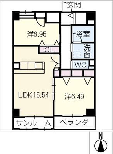 ＴＨＥ　ＳＩＸ ｜岐阜県岐阜市長住町6丁目(賃貸マンション2LDK・8階・71.28㎡)の写真 その2