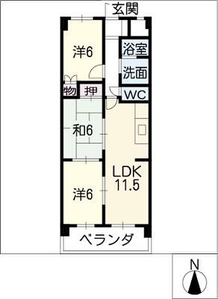 境川パレス ｜岐阜県岐阜市柳津町北塚4丁目(賃貸マンション3LDK・4階・68.00㎡)の写真 その2