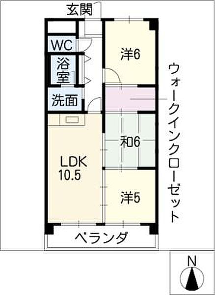 フルハウスＫＴ ｜岐阜県岐阜市河渡3丁目(賃貸マンション3LDK・2階・61.60㎡)の写真 その2