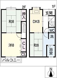 松井貸家 2階3DKの間取り