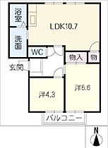 サンコーポイナミ  ｜ 岐阜県本巣市下真桑（賃貸アパート2LDK・2階・45.49㎡） その2