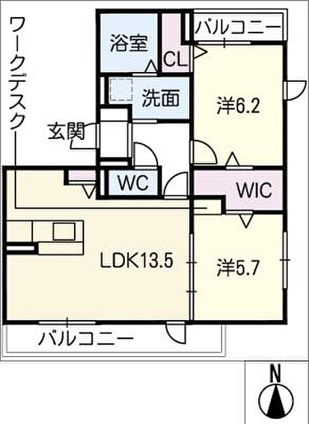 ローザセレスト　II ｜岐阜県羽島郡岐南町若宮地3丁目(賃貸アパート2LDK・3階・60.53㎡)の写真 その2