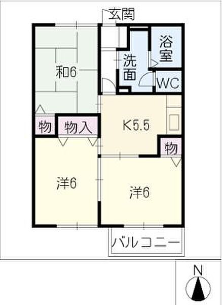 エスポアールＭＡＹ ｜岐阜県安八郡神戸町大字丈六道(賃貸アパート3K・2階・52.00㎡)の写真 その2