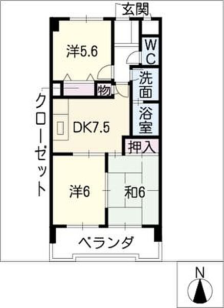 けやきヒルズ ｜岐阜県大垣市神田町1丁目(賃貸マンション3DK・4階・56.35㎡)の写真 その2