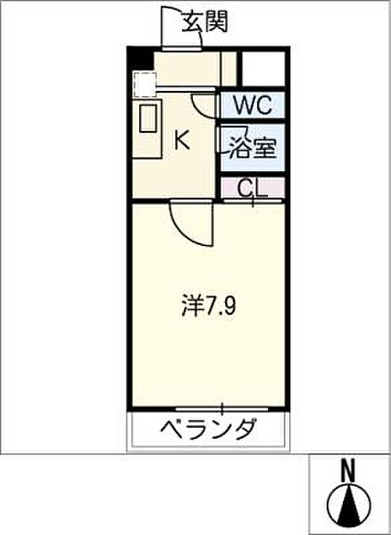 マンションローズVII ｜岐阜県大垣市新町1丁目(賃貸マンション1K・8階・25.37㎡)の写真 その2