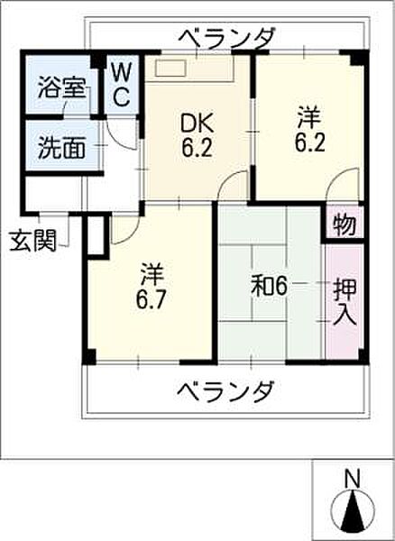 クレールマルイ ｜岐阜県可児市下恵土(賃貸マンション3DK・2階・57.07㎡)の写真 その2