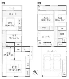 笠岡市四番町　戸建て 6DKの間取り