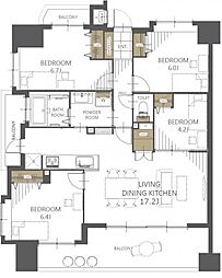 フローレンス東古松 4LDKの間取図画像