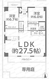 クリーンピア豊成 2LDKの間取図画像