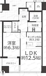 ライオンズタワー岡山表町 1LDKの間取図画像