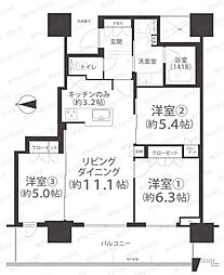 プラウドタワー岡山 3LDKの間取図画像