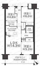 アルファステイツ鹿田本町 3LDKの間取図画像