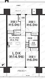 アルファステイツ大学病院通り 3LDKの間取図画像