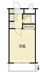 パレ・ドール津田沼2 1Kの間取図画像