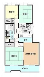 西原グリーンハイツ4号棟 3LDKの間取図画像