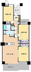 インペリアル東久留米B棟 3LDKの間取図画像
