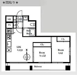 お花茶屋ダイヤモンドマンション 2LDKの間取図画像