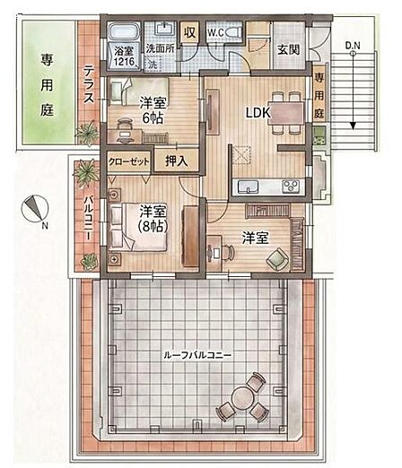 3LDK 間取り