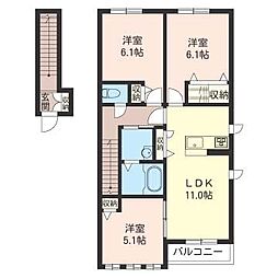 リーベストラウム 3LDKの間取図画像
