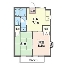 サマックスリビエールB 2DKの間取図画像