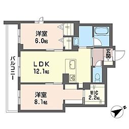 けやきテラス 2階2LDKの間取り