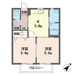 コンフォート東領家 2Kの間取図画像