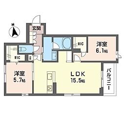 クオリスタ エムズ 2LDKの間取図画像