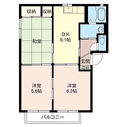 サイライフハイツC 3DKの間取図画像