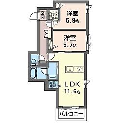 MilleFleur 2LDKの間取図画像