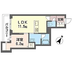 アンミューズ 1LDKの間取図画像