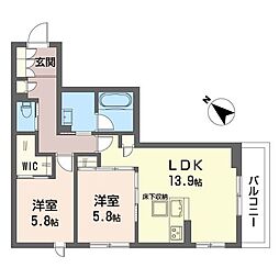 NレジデンスI 2LDKの間取図画像