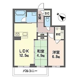 NレジデンスI 2LDKの間取図画像