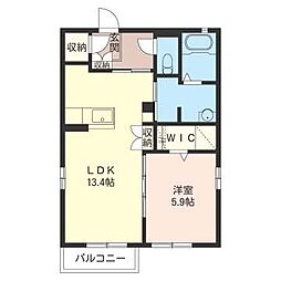 プロシードB 1LDKの間取図画像