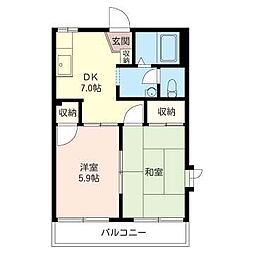 アネックスS 2DKの間取図画像