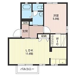 カーザアンソレイエA 1LDKの間取図画像