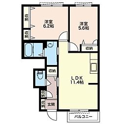 ブラウンハウスA 2LDKの間取図画像