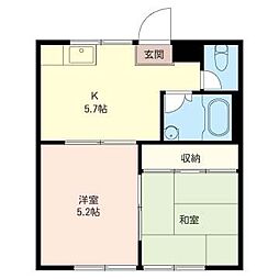 コーポエルム 2Kの間取図画像