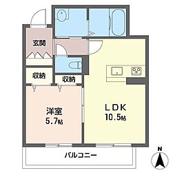 クルイーシア 1LDKの間取図画像