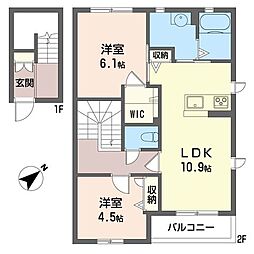 ソレアードB 2LDKの間取図画像