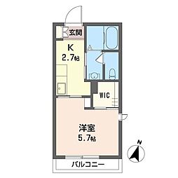 ブルージュHS 1Kの間取図画像