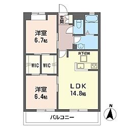 カトル・セゾン 2LDKの間取図画像